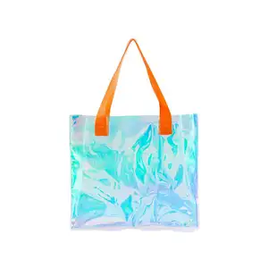 Große kunststoff farbene klare PVC transparente Damen-Einkaufstasche wasserdicht in PVC-Tasche glänzende PVC-Reisetasche