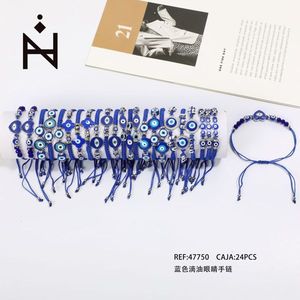 Blue Oil Drop Eye <b>Bracelet</b> 24Pcs <b>Set</b> Fashion Protection Charm Jewelry - Product Image 1