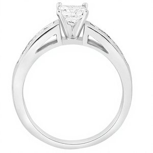 Bague de fiançailles solitaire en or blanc massif 14 carats avec diamant de laboratoire taille princesse de 1,4 carat serti en canal pour femme - Product Image 4