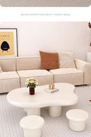 Table basse en bois Cloudy Cream, design minimaliste européen moderne de luxe, hauteur réglable, pour salon, non standard, Internet