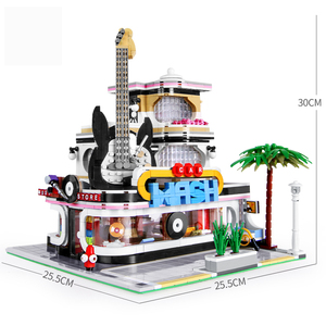 Mouldking casa de guitarra com led, 2168 peças, modelos de construção de cidades, moc, casa com luzes led, conjunto de blocos de <span class=keywords><strong>lepining</strong></span>, tijolos, crianças, brinquedos - Product Image 6