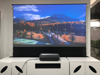 Écran de projection motorisé ALR pour sol, écran CBSP Black Crystal UST, projecteur laser 4K, 72-130 pouces 16:9, portable pour la maison