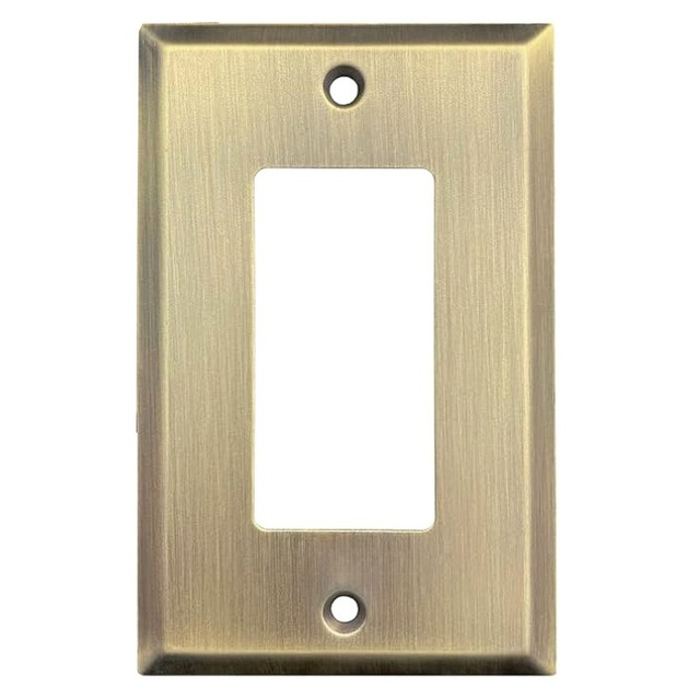 Antique Brass Brushed Metal Single Rocker Wall Plate Decorative GFCI Outlet Cover Standard Size Light Switch Faceplate for US
