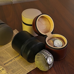 Boîte à montres ronde à fermeture éclair, modèle créatif, en cuir PU, étui de transport pour montres, boîte de rangement pour montres - Product Image 3