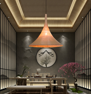 Lampe en bambou tissé à la main chinoise, restaurant moderne, hôtel, salon familial, grenier, rétro, lampe suspendue en <span class=keywords><strong>paille</strong></span> personnalisée - Product Image 3