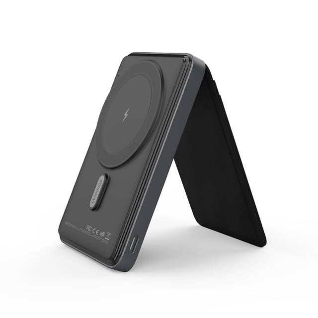3 in 1 Magnetic Wireless Power Bank 5000mAh 15W Fast Charging Portable Phone Charger With Integrated Leather Card Bag