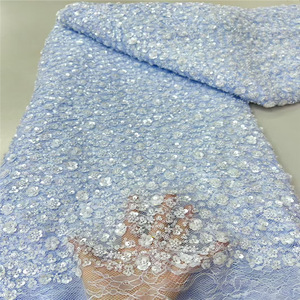 Tissu en dentelle africaine perlée à bas prix, tissu en dentelle lourde entièrement perlée pour robe de mariée, fête, bricolage, costumes de spectacle pour enfants - Product Image 2