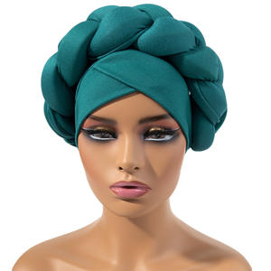 Venda quente Trança Africana Torção Grande Turbante Cap Estilo Étnico Cruz Testa Trança Acochoada Mulheres Turbante Bonnet - Product Image 5