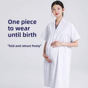 Tenues <span class=keywords><strong>de</strong></span> <span class=keywords><strong>travail</strong></span> <span class=keywords><strong>de</strong></span> maternité grande taille pour femmes, en sergé polyester/coton, manches courtes ou longues, blanc médecin, rose, été, hôpital - Product Image 2