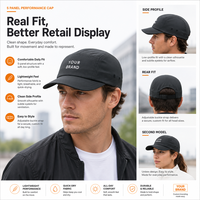 Topi Camp 5 Panel Nylon Ringan Berkualitas Tinggi dengan Logo Teks, Cepat Kering, untuk Merek Outdoor dan Toko Retail