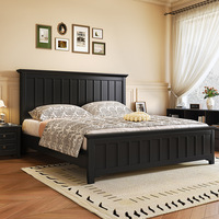 Lit simple et moderne en bois massif Options de rangement simple et double pour la chambre à coucher King et Queen de la maison Lit de mariage