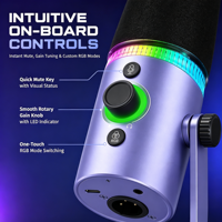 Microphone dynamique USB/XLR DM65 pour PC gaming avec éclairage RGB et contrôle du volume, idéal pour la maison, le bureau et l'usage en studio