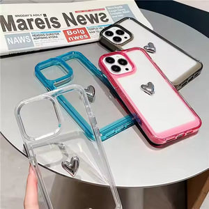 Funda de teléfono acrílica transparente al por mayor de fábrica para <span class=keywords><strong>iPhone</strong></span> 16 15 14 13 12 11 Pro Max XS XR 8 Plus con botones de metal - Product Image 2