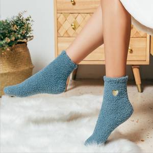 Wholesale Women Home Indoor Floor <b>Socks</b> Warm Soft Coral Fleece Cute Heart <b>Thick</b> Fuzzy <b>Fluffy</b> Short Female - Product Image 2