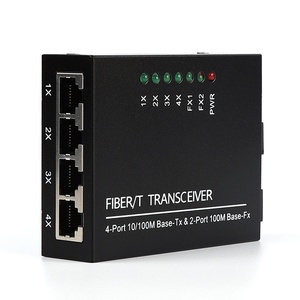 100M 2 Fiber 4 RJ45 <strong>Single</strong> <strong>Mode</strong> <strong>Single</strong> Fiber Optical <strong>Switch</strong> Media Converter for Video Surveillance Fiber Optic Transceiver - Product Image 1