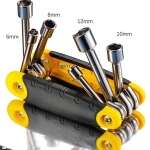 Clé à douille multifonctionnelle, 6 pièces, clé à douille hexagonale pliable portable pour la maison, outil d'entretien universel - Product Image 4
