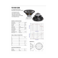 YX19X1200 Haut-parleur de graves 19 pouces 2400W pour système audio professionnel de scène, accessoire audio stéréo PA, OEM d'usine
