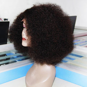 Mongolia Breve Soffio <span class=keywords><strong>Afro</strong></span> Crespo Ricci Parrucche Dei Capelli Umani Puf Naturale 250 Densità Africano Del Merletto Anteriore Parrucche Per Le Donne Nere - Product Image 2