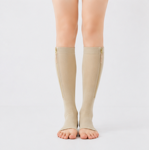 In-Stock <strong>Compression</strong> Socks WIth Zipper Convenient Open/CloseToe 15-20mmHg Knee High Support <strong>Stockings</strong> Sleeves - Product Image 4