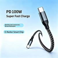 Câble USB-C vers USB-C en nylon tressé à charge rapide PD 100W 5A avec puce E-Marker pour ordinateurs et téléphones mobiles