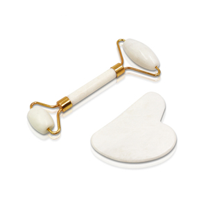 Rouleau de jade naturel en gros d'usine, Gua Sha en quartz rose pour massage facial, kit de rouleaux de jade pour le visage - Product Image 1