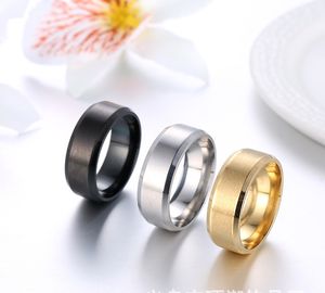 All'ingrosso stile caldo europeo e americano in acciaio inox coppia anello di trafilatura in acciaio al titanio anello <span class=keywords><strong>per</strong></span> le donne degli uomini - Product Image 5