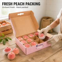 Boîte d'emballage pour fruits en carton ondulé personnalisée avec séparateur et poignée, boîte cadeau en carton recyclable pour pêches, cerises, baies