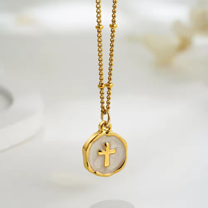 Waterproof Stainless Steel Jewelry Chain Colorful Round <strong>Coin</strong> Enamel Moon Cross Star Heart Charms Pendant <strong>Necklace</strong> for Women - Product Image 6