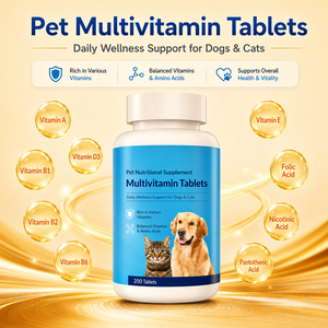 Comprimés multivitaminés pour animaux de compagnie 200 unités – Complément alimentaire quotidien Vitamines A, <span class=keywords><strong>B1</strong></span>, B2, B6, D3, E – Renforce le système immunitaire – Nutrition – Marque privée OEM - Product Image 4