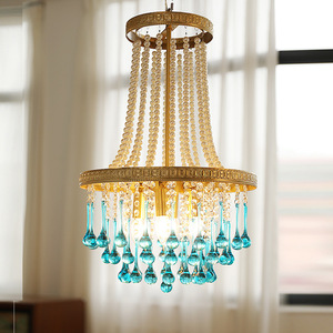 Lustre en cristal minimaliste vintage de style américain, finition plaquée cuivre, <span class=keywords><strong>luminaire</strong></span> design d'inspiration française - Product Image 1
