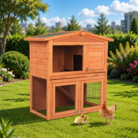 Cage à lapins en bois à double étage avec plateau coulissant, rampe et porte verrouillable pour petits animaux