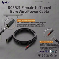 Produsen Kabel OEM Custom DC5521 Female ke Kawat Tanpa Isolasi Berlapis Timah UL1571 24AWG, Kabel Daya DC, Sesuai RoHS
