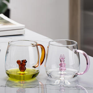 Venta al por mayor de fábrica: tazas de vidrio de borosilicato de 400ml con diseño animal 3D para bebidas, café, té Matcha, taza de vidrio - Product Image 3