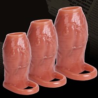 Manchon pénien en silicone creux de grande taille pour adulte, à commande manuelle, pour l'augmentation de la longueur et de la circonférence, type Monster Dildo