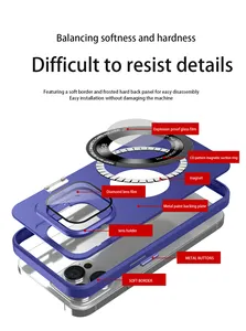 Magnetic CD Wireless Charging Phone Cover For Iphone 15 Pro Lens Bracket Phone Case For Iphone 12 13 14 15