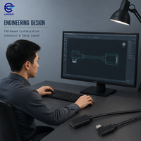 Câble d'extension USB 3.2 Gen 2 Type C industriel LUNG KAY, 10 Gbps, 100 W PD, 4K 60 Hz, angle droit, mâle vers femelle, OEM ODM