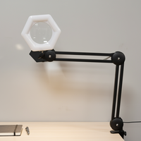 Lampe de bureau électrique simple avec loupe LED, USB, trois couleurs, moderne, flexible, bras articulé réglable, en aluminium, pliable, avec pince, lampes de table