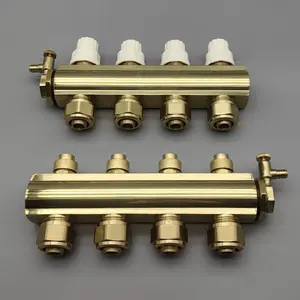 Floor Heating Manifold Brass Forged Body Polished PEX Pipe Brass Water Manifold