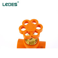 Vanne à opercule pleine ouverture Ledes Green avec tige en laiton et volant rotatif, raccords PPR pour alimentation en eau froide et chaude