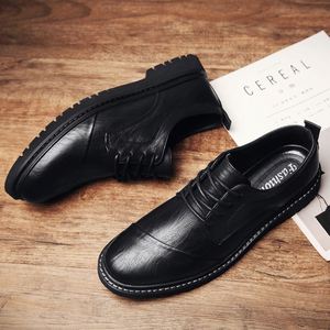Chaussures habillées en cuir véritable pour hommes, bout rond, à lacets, semelle extérieure en caoutchouc antidérapante, toutes saisons, pour le bureau et les occasions professionnelles - Product Image 3