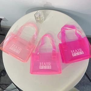 Hot for Clear Colored PVC Tote Shopping Bags Custom <strong>Logo</strong> PU Handle Mini Gift <strong>Gag</strong> Waterproof See-though Letter Pattern Durable - Product Image 1