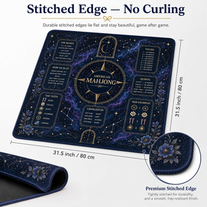 Tapis de Mahjong Américain Esthétique Galaxie Nocturne Or Boussole, Housse de Table Antidérapante et Imperméable avec Guide des Règles pour Jeux de Cartes - Product Image 4