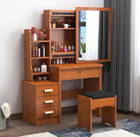 Meuble-lavabo moderne en bois massif économique avec miroir - Coiffeuse à 4 tiroirs pour la maison, l'hôtel, la salle de bain et la chambre à coucher