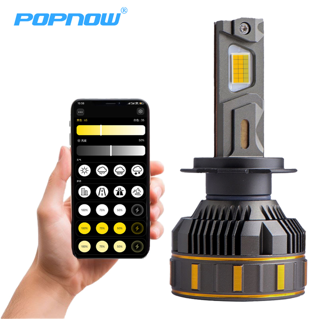 Practical Hot Sale H8 H9 H11 Smart APP Controlled 200W Car Lights H1 H3 9005 9006 9012 880 H7 H4 Led Headlights