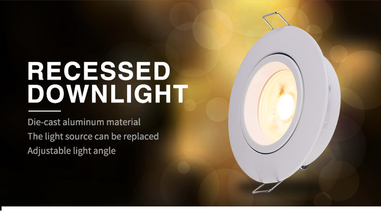 Die Cast Aluminum Recessed Downlights 74mm Cutting AC 220-240 Volt