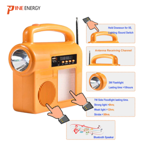 Oem/ODM mini năng lượng mặt trời LED Bộ dụng cụ ánh sáng khẩn cấp hệ thống chiếu sáng với FM Bluetooth ngân hàng điện với đèn pin cho cắm trại - Product Image 3