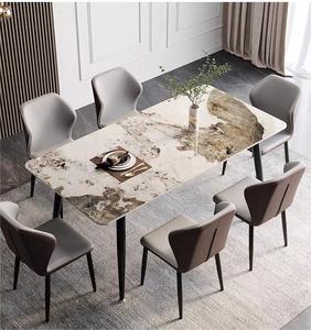 Conjunto de Mesa y Sillas de Comedor de Piedra Sinterizada Nórdica, Moderno, Simple, Rectangular, para Cafetería y Restaurante - Product Image 5