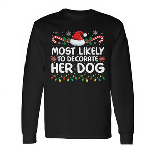 Camiseta de manga larga a juego para Navidad con diseño de perro, la más probable de decorar con motivos navideños - Product Image 2