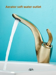 Grifo de Baño Monomando de Lujo Ligero para Lavabo, Agua Fría/Caliente, Diseño Platino de Cobre, para Encimera - Product Image 5