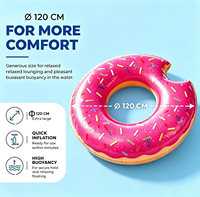 Grand Anneau de Natation Gonflable Rose en Forme de Donut de 120 cm, en PVC Durable de 0,25 mm d'épaisseur avec Découpes à Bords Biseautés, pour Piscine, Plage, Lac, Extérieur, Été